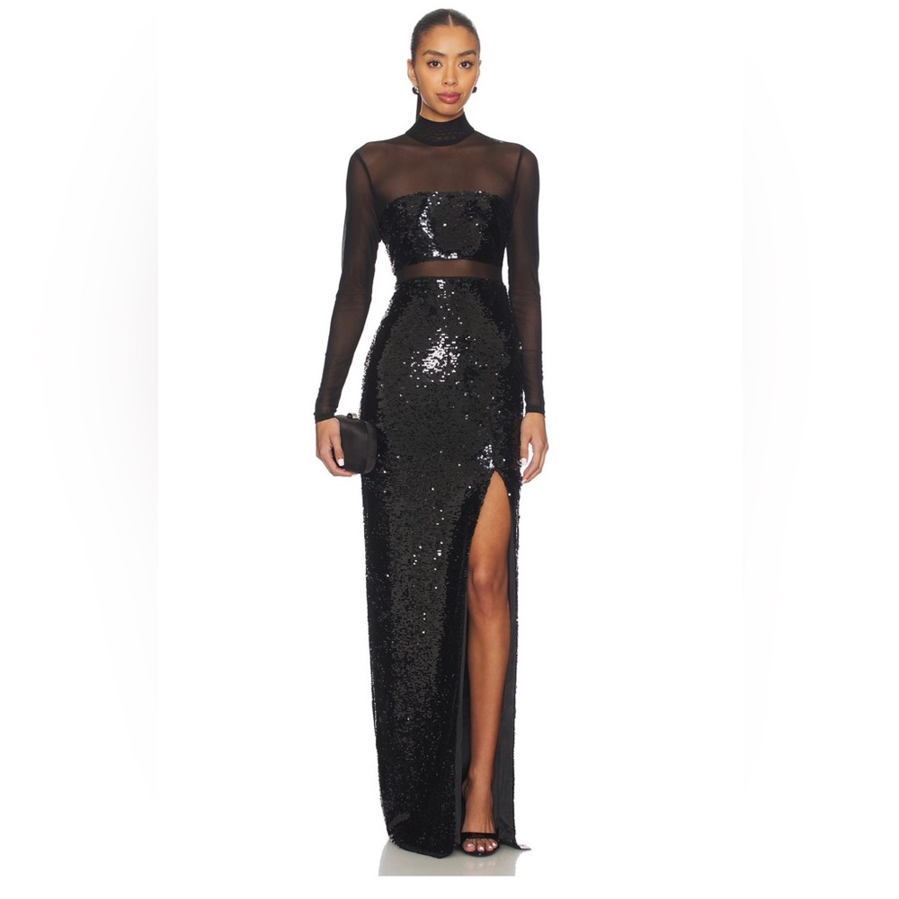Likely Black Sequin Long Sleeve Dress sz 10